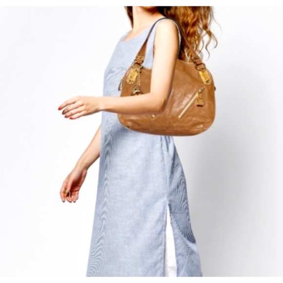 Michael Kors British Tan Leather Matilda Satchel Bag - Picture 2 of 10